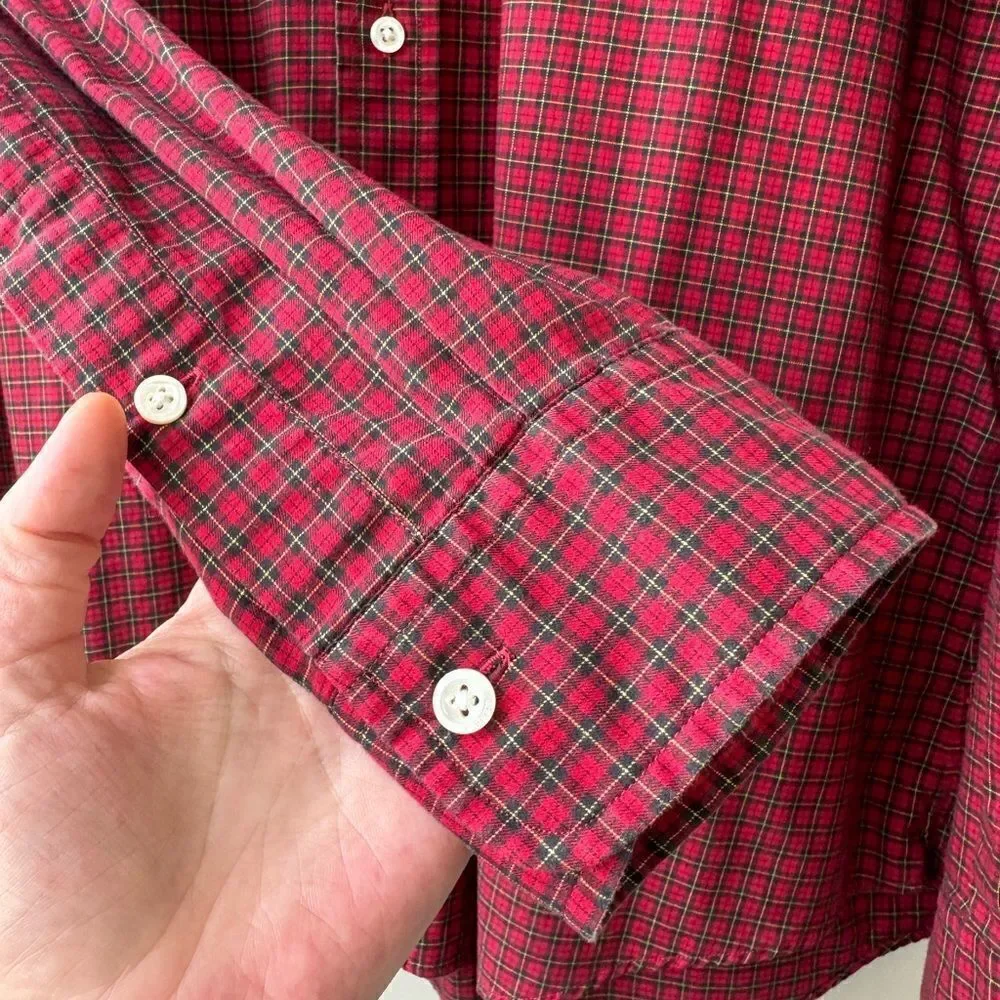 Polo Ralph Lauren Shirt Mens XXL Red Plaid Button Up Custom Fit Pony Logo Preppy